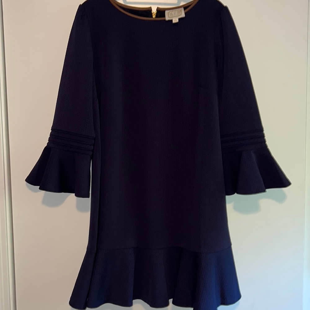 Navy Blue Bell Sleeve Dress
